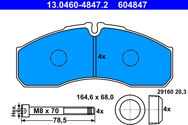 ATE 13.0460-4847.2 - Set placute frana,frana disc aaoparts.ro