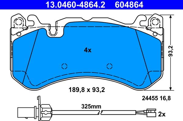 ATE 13.0460-4864.2 - Set placute frana,frana disc aaoparts.ro