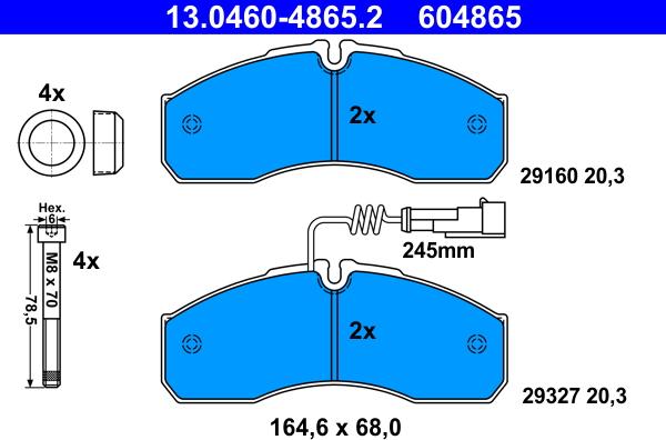 ATE 13.0460-4865.2 - Set placute frana,frana disc aaoparts.ro