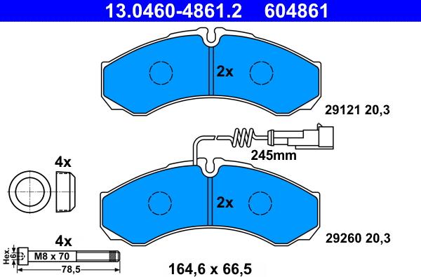 ATE 13.0460-4861.2 - Set placute frana,frana disc aaoparts.ro