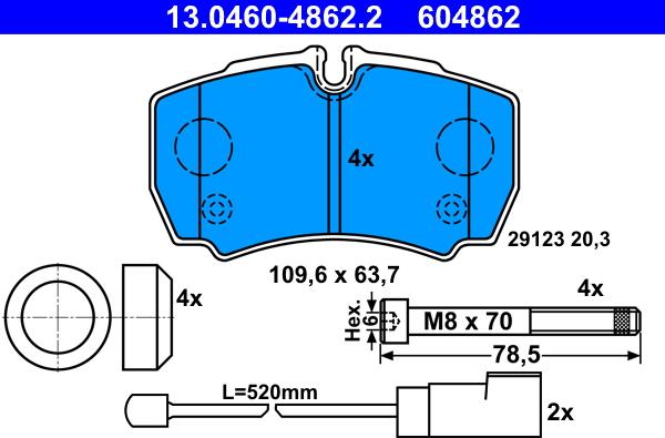 ATE 13.0460-4862.2 - Set placute frana,frana disc aaoparts.ro