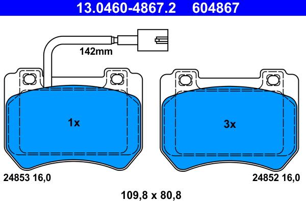 ATE 13.0460-4867.2 - Set placute frana,frana disc aaoparts.ro