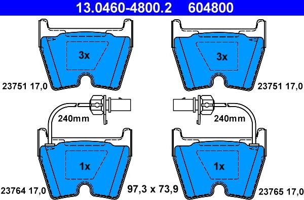 ATE 13.0460-4800.2 - Set placute frana,frana disc aaoparts.ro