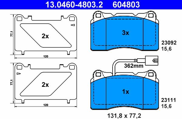 ATE 13.0460-4803.2 - Set placute frana,frana disc aaoparts.ro