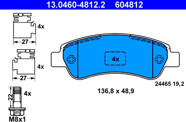 ATE 13.0460-4812.2 - Set placute frana,frana disc aaoparts.ro