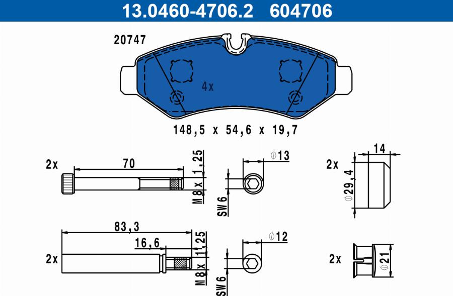 ATE 13.0460-4706.2 - Set placute frana,frana disc aaoparts.ro