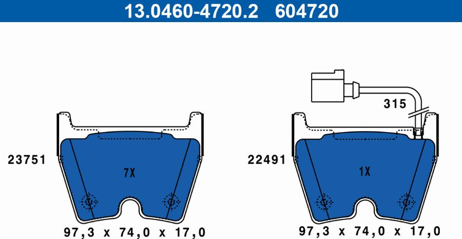 ATE 13.0460-4720.2 - Set placute frana,frana disc aaoparts.ro