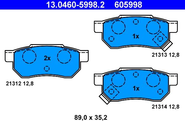 ATE 13.0460-5998.2 - Set placute frana,frana disc aaoparts.ro