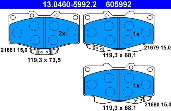 ATE 13.0460-5992.2 - Set placute frana,frana disc aaoparts.ro