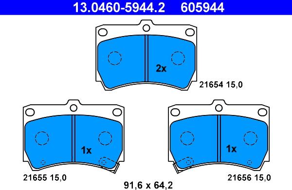 ATE 13.0460-5944.2 - Set placute frana,frana disc aaoparts.ro