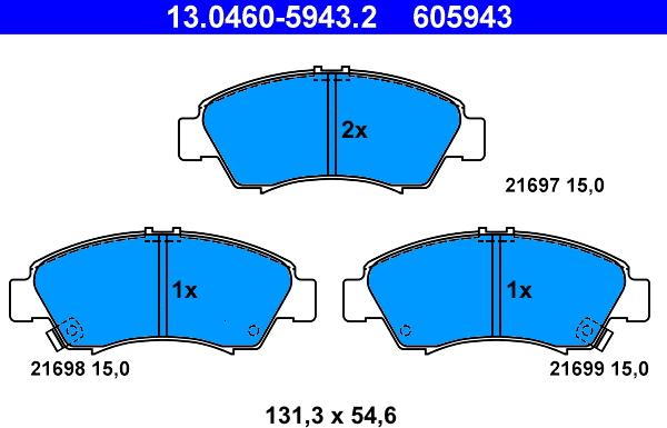 ATE 13.0460-5943.2 - Set placute frana,frana disc aaoparts.ro