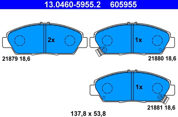 ATE 13.0460-5955.2 - Set placute frana,frana disc aaoparts.ro