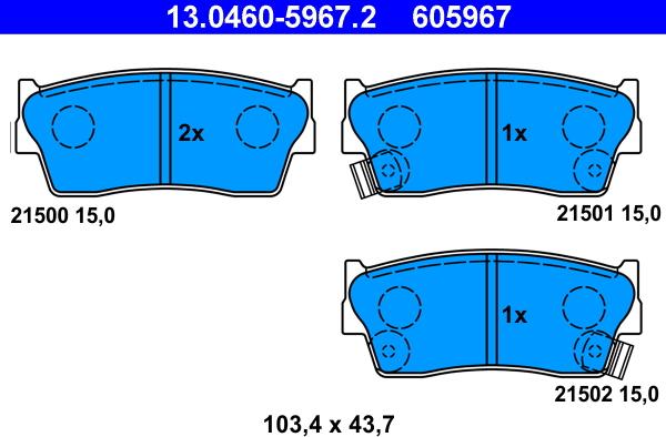 ATE 13.0460-5967.2 - Set placute frana,frana disc aaoparts.ro