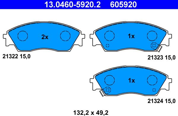 ATE 13.0460-5920.2 - Set placute frana,frana disc aaoparts.ro