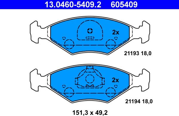 ATE 13.0460-5409.2 - Set placute frana,frana disc aaoparts.ro