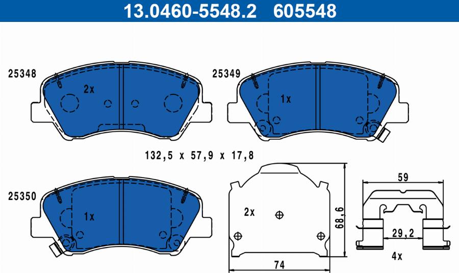 ATE 13.0460-5548.2 - Set placute frana,frana disc aaoparts.ro