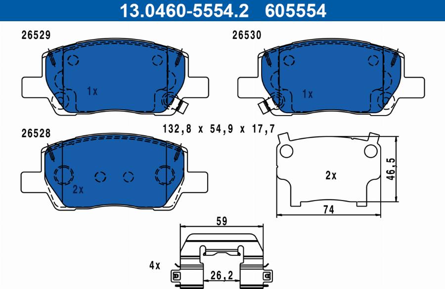 ATE 13.0460-5554.2 - Set placute frana,frana disc aaoparts.ro