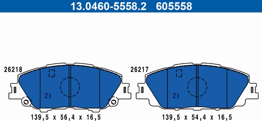 ATE 13.0460-5558.2 - Set placute frana,frana disc aaoparts.ro