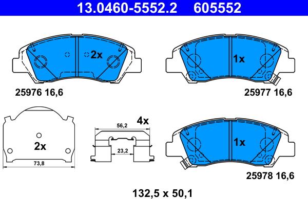 ATE 13.0460-5552.2 - Set placute frana,frana disc aaoparts.ro