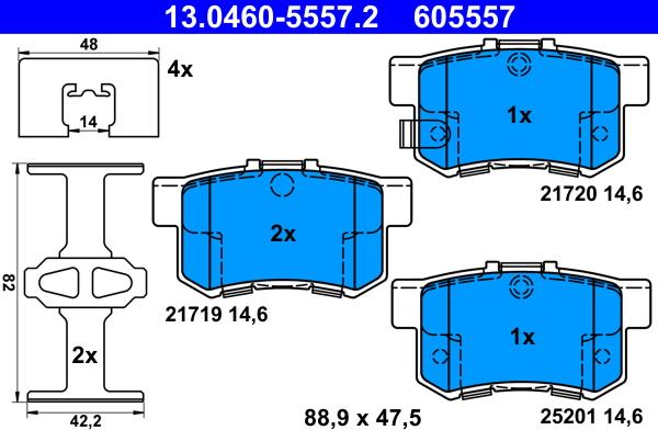 ATE 13.0460-5557.2 - Set placute frana,frana disc aaoparts.ro