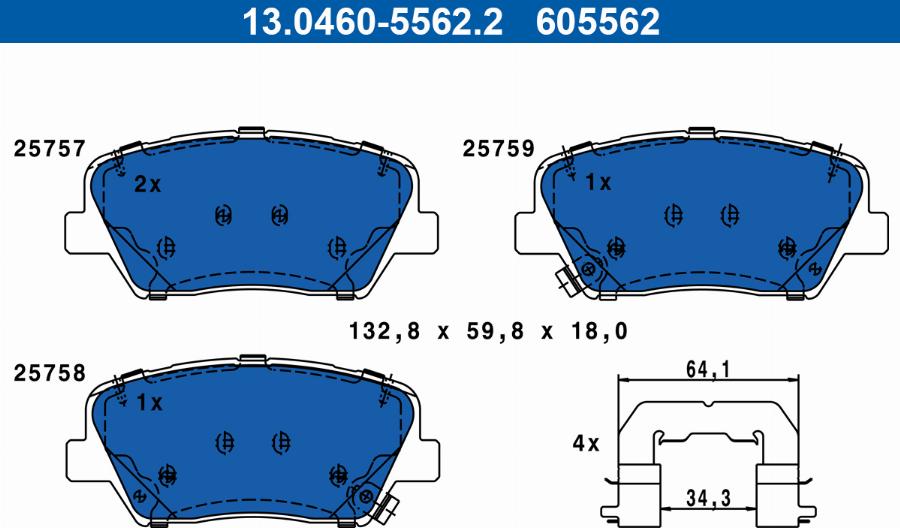 ATE 13.0460-5562.2 - Set placute frana,frana disc aaoparts.ro