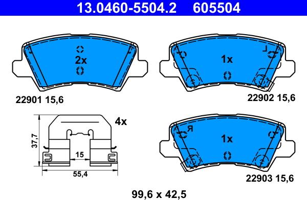 ATE 13.0460-5504.2 - Set placute frana,frana disc aaoparts.ro