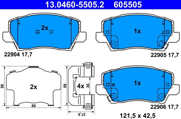 ATE 13.0460-5505.2 - Set placute frana,frana disc aaoparts.ro