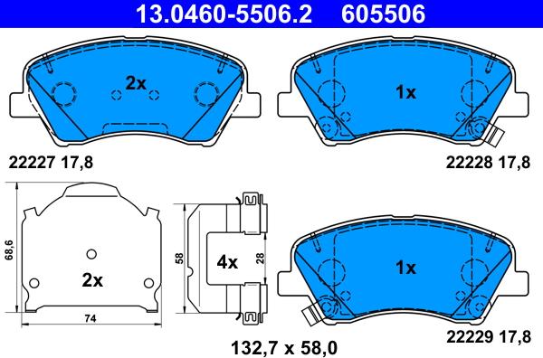 ATE 13.0460-5506.2 - Set placute frana,frana disc aaoparts.ro