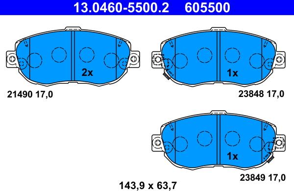 ATE 13.0460-5500.2 - Set placute frana,frana disc aaoparts.ro