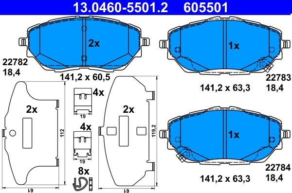 ATE 13.0460-5501.2 - Set placute frana,frana disc aaoparts.ro