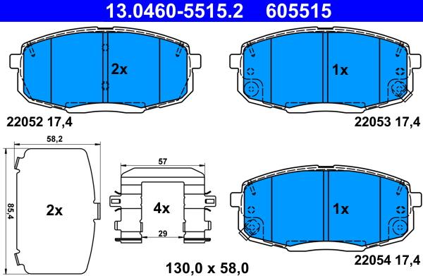 ATE 13.0460-5515.2 - Set placute frana,frana disc aaoparts.ro