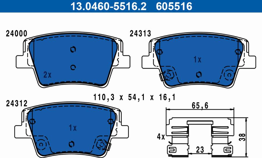 ATE 13.0460-5516.2 - Set placute frana,frana disc aaoparts.ro