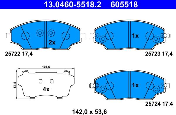 ATE 13.0460-5518.2 - Set placute frana,frana disc aaoparts.ro