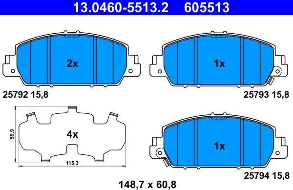 ATE 13.0460-5513.2 - Set placute frana,frana disc aaoparts.ro