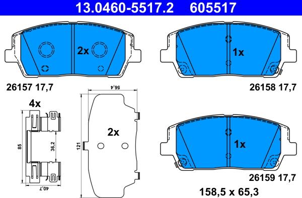 ATE 13.0460-5517.2 - Set placute frana,frana disc aaoparts.ro