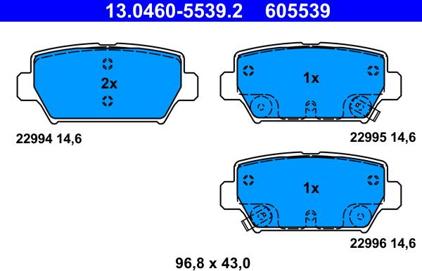 ATE 13.0460-5539.2 - Set placute frana,frana disc aaoparts.ro