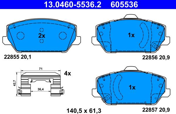 ATE 13.0460-5536.2 - Set placute frana,frana disc aaoparts.ro