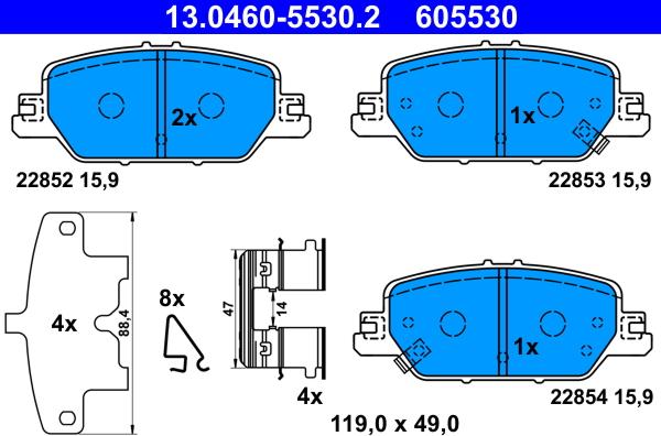 ATE 13.0460-5530.2 - Set placute frana,frana disc aaoparts.ro