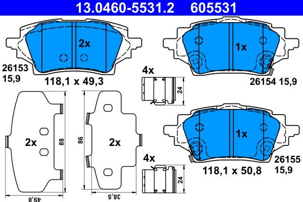 ATE 13.0460-5531.2 - Set placute frana,frana disc aaoparts.ro