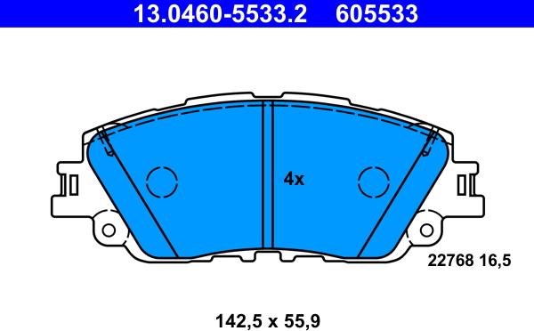 ATE 13.0460-5533.2 - Set placute frana,frana disc aaoparts.ro