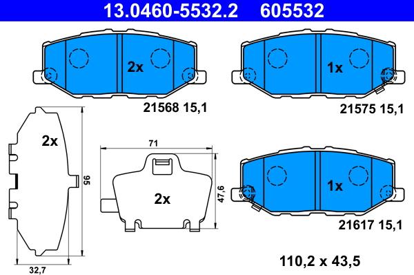 ATE 13.0460-5532.2 - Set placute frana,frana disc aaoparts.ro