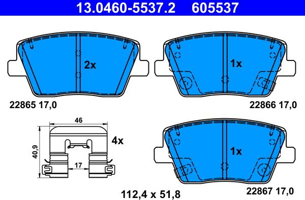 ATE 13.0460-5537.2 - Set placute frana,frana disc aaoparts.ro