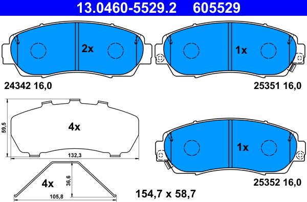 ATE 13.0460-5529.2 - Set placute frana,frana disc aaoparts.ro