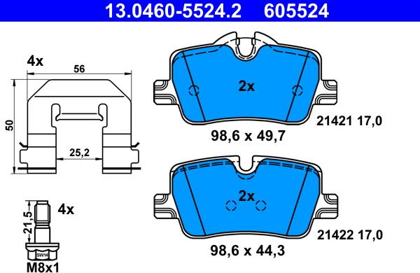 ATE 13.0460-5524.2 - Set placute frana,frana disc aaoparts.ro