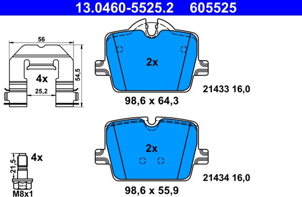 ATE 13.0460-5525.2 - Set placute frana,frana disc aaoparts.ro