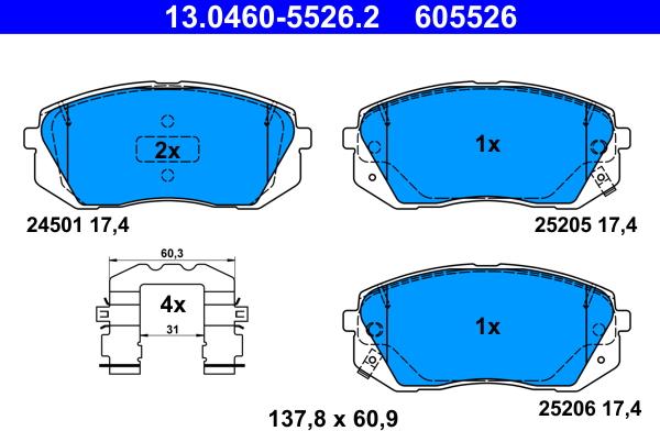 ATE 13.0460-5526.2 - Set placute frana,frana disc aaoparts.ro