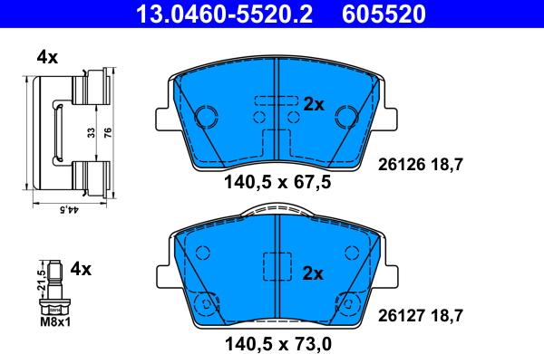 ATE 13.0460-5520.2 - Set placute frana,frana disc aaoparts.ro