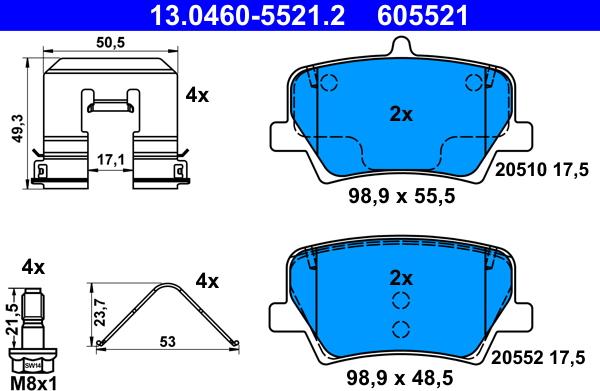 ATE 13.0460-5521.2 - Set placute frana,frana disc aaoparts.ro