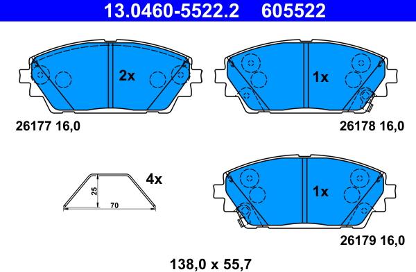 ATE 13.0460-5522.2 - Set placute frana,frana disc aaoparts.ro