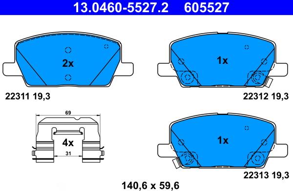 ATE 13.0460-5527.2 - Set placute frana,frana disc aaoparts.ro